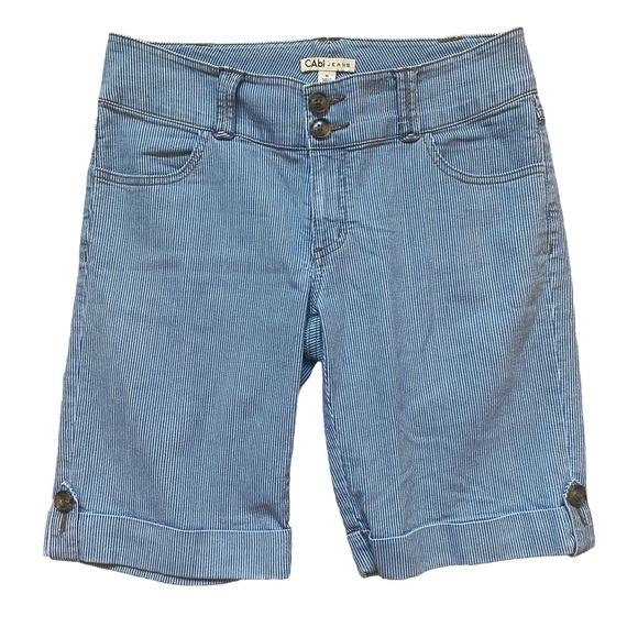 CAbi Shorts Cabi Railroad Shorts 34 Bermuda With 1 Inseam W Blue White Stripes Poshmark